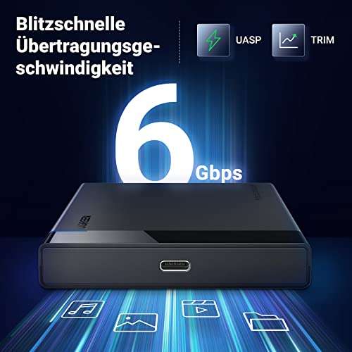 [Prime] UGREEN Festplattengehäuse 2,5 Zoll USB C 3.2 Gen 2 (50743)