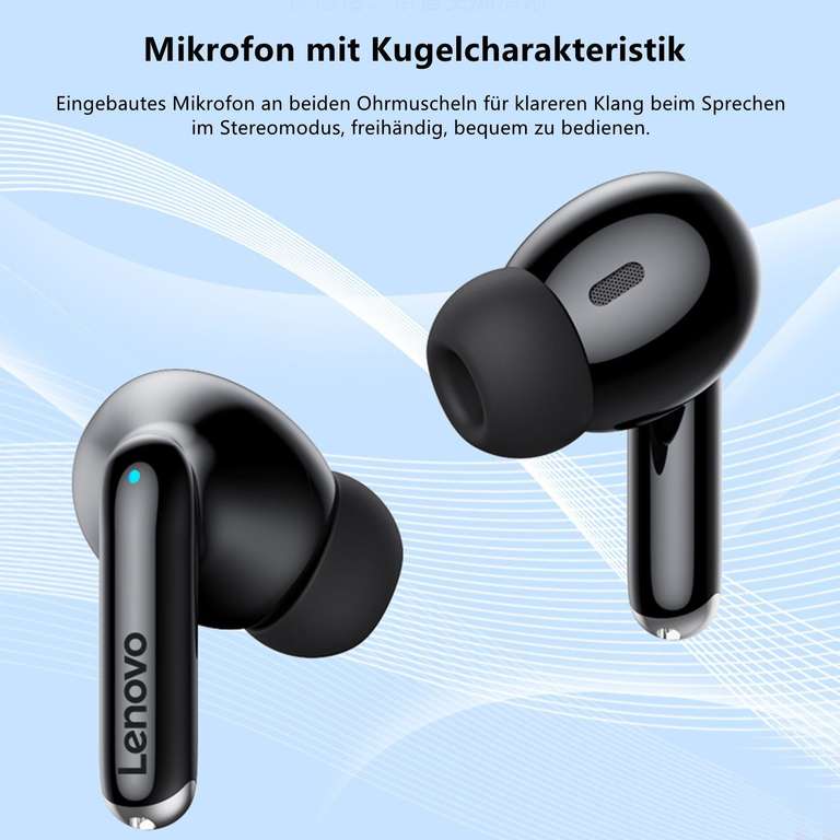 Lenovo XT88 TWS Bluetooth 5.3 Kopfhörer In-Ear Kopfhörer Headphones Schwarz