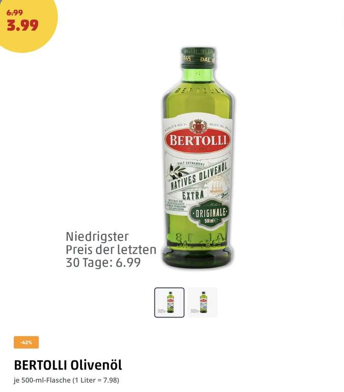 [PENNY offline] Bertolli natives Olivenöl Extra Originale/Gentile 500ml