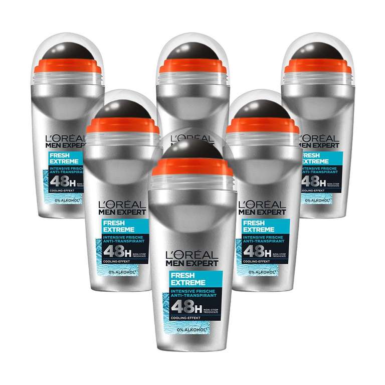 L'Oréal Men Expert, Intensiver Deoroller oder Deospray, Ultra Cooling Effekt, Fresh Extreme, 6 x 50 ml / 150 ml (Prime Spar-Abo)