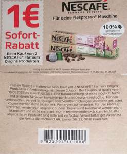 1€ Rabatt für den Kauf von zwei Nescafé Farmer Origins Produkten nach Wahl bis 31.08.2023 (nur Edeka?)