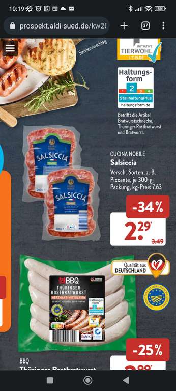 Italienische Salsiccia Classic/Chilli/Fenchel (OFFLINE bei Aldi Süd)