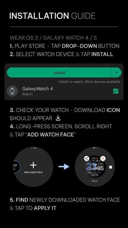 (Google Play Store) Green Mint Large Watch Face (WearOS Watchface, digital)