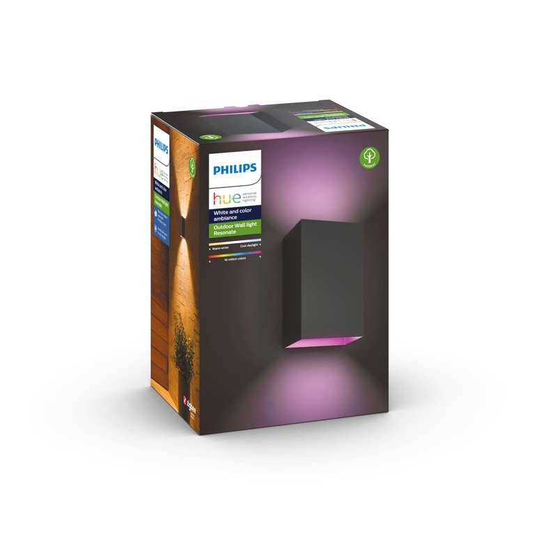 2 x Philips Hue White & Color Ambiance Resonate Außen-Wandleuchte | 1200lm | 2000-6500K | RGBW | dimmbar | IP44 | App-Steuerung