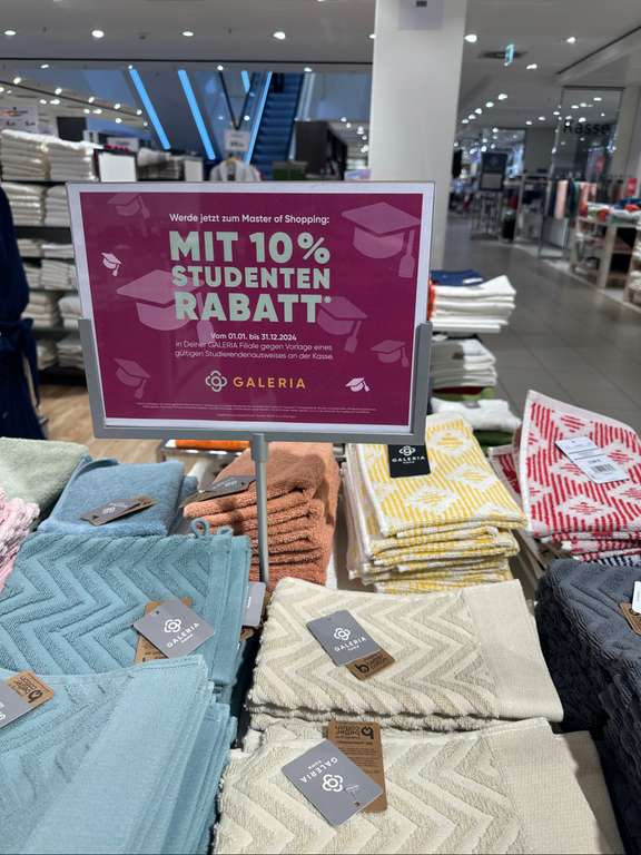 (LOKAL Duisburg?) 10 % Rabatt auf den gesamten Einkauf für Studierende bei Galeria (Karstadt)