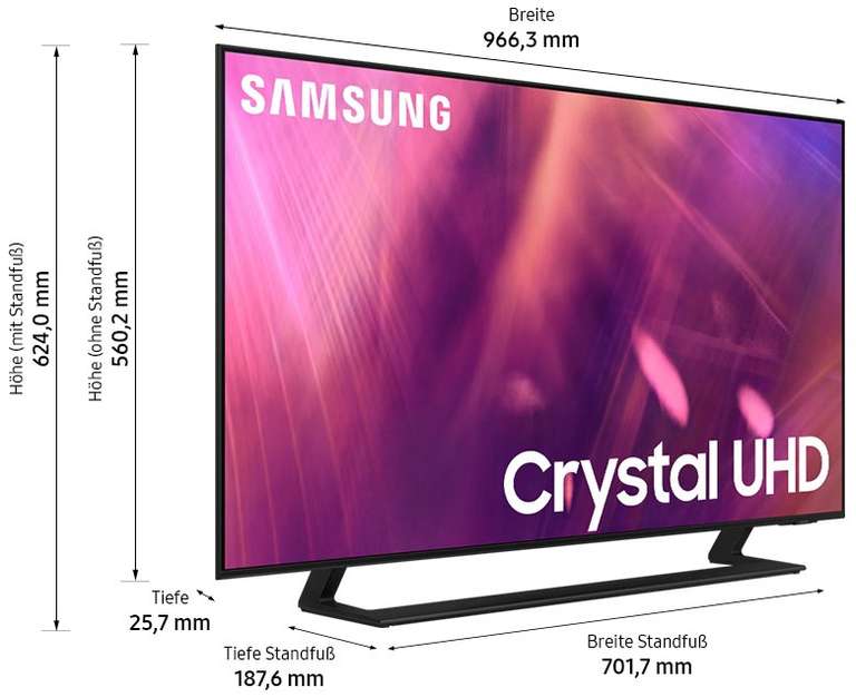 Samsung GU43AU9079U Fernseher (43", UHD, VA, 60Hz, 300nits, 3x HDMI 2.0, eARC, VRR, ~10ms Input Lag, Tizen)