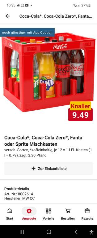 12x 1l Coca-Cola, Zero, Fanta, Sprite Mischkasten (1l = 0,79€) (REWE OFFLINE)