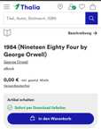 [Thalia / Amazon / Apple Books] 1984 von George Orwell als eBook/epub - aktuell für 0,00€ (Englisch)
