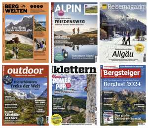 8 Wander- und Outdoormagazin Abos: Bergwelten 36€ + 30€ Amazon, Alpin für 79,20€ + 70€ Amazon | klettern für 55,90€ + 40€ Amazon