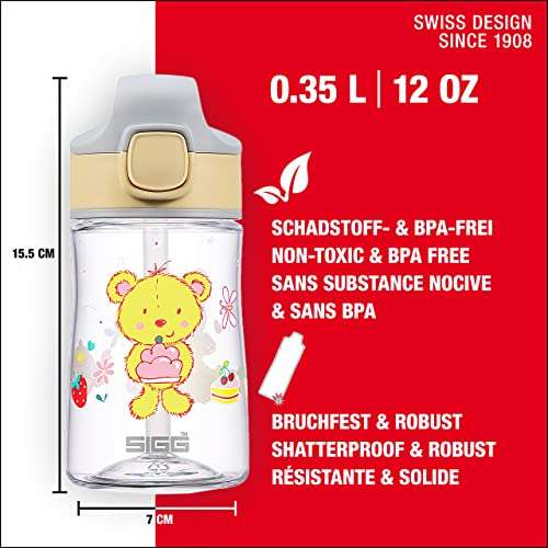 (amazon Prime oder Locker) SIGG Miracle Kinder Trinkflasche (0.35 L) einhändig bedienbare Trinkflasche mit Strohhalm