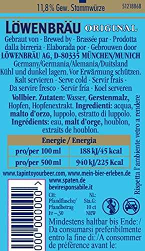 Löwenbräu Original Helles Flaschenbier MEHRWEG (12,24€ möglich) (20 x 0,5 l) (Prime Spar-Abo)