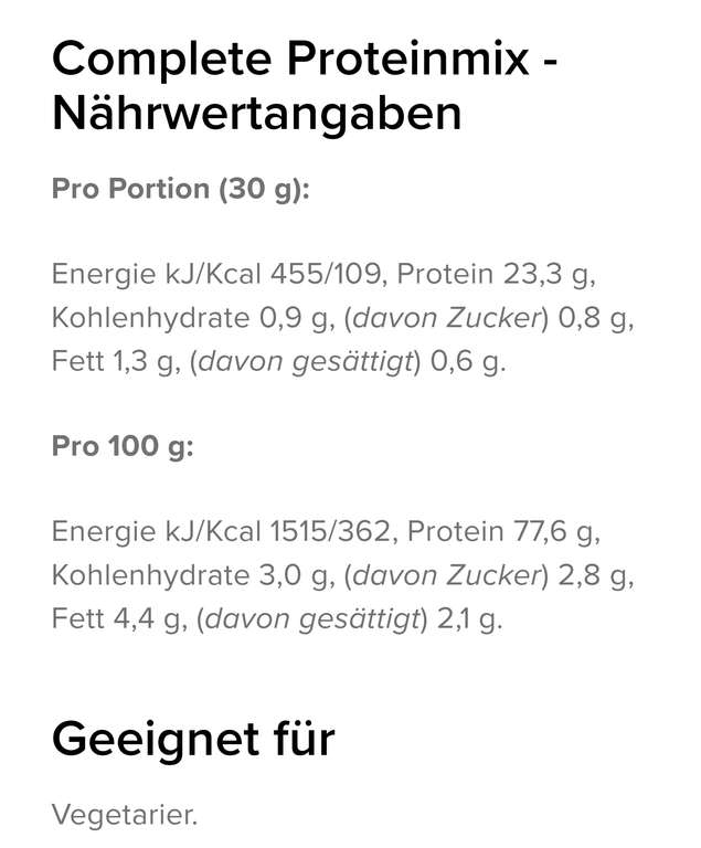 Protein - Bulk Complete Proteinmix (77,6g/100g) - 5kg - 62,99 € (12,59 €/kg) - versandkostenfrei