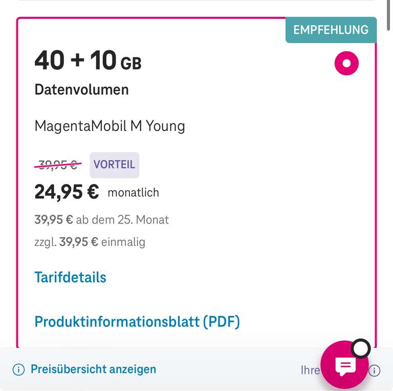 Telekom MagentaMobil M Young Flex Aktion GB+