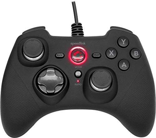 Speedlink RAIT Gamepad – Gaming Controller kabelgebunden + wireless mit Vibrationsfunktion, für PC/PS3/Switch, USB Kabelanschluss (Prime)