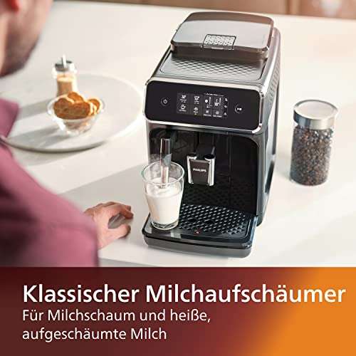 [Prime] PHILIPS Series 2200 Kaffeevollautomat – Klassischer Milchaufschäumer, Intuitives Touchdisplay, Mattes Schwarz (EP2220/10)