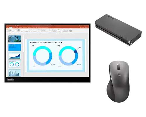 ThinkVision M14d 14" Mobiler Monitor mit 2.240 x 1.400 + Lenovo USB-C Travel Hub + Lenovo Pro Bluetooth-Maus für 222,04 €