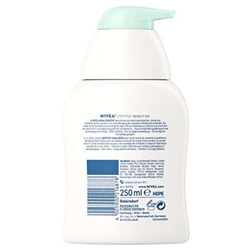 (Prime Spar-Abo) NIVEA Intimo Waschlotion Sensitive (250 ml), Intim Waschgel mit Milchsäure, Kamillenextrakt und Panthenol (personalisiert)