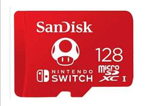 [Amazon Prime] SanDisk microSDXC Lizenz- Speicherkarte für Nintendo Switch 128 GB, rot, (100 MB/s, mehr Platz für Spiele)