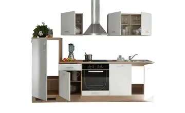 (Sconto Click & Collect) Küchenzeile Den Haag 270 cm, Weiß/Sonoma Eiche (ohne Elektrogeräte, ohne Spüle)