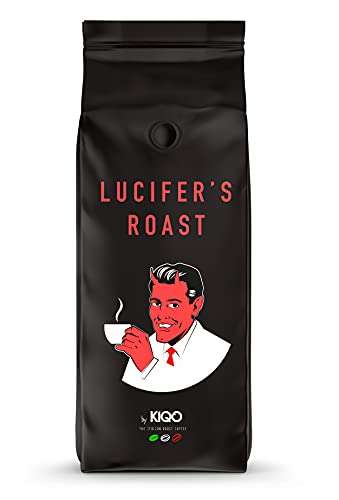 [Prime Sparabo] LUCIFER'S ROAST 1kg Espresso by KIQO aus Italien - starke Kaffeebohnen für Kaffeevollautomaten, 100% Robusta