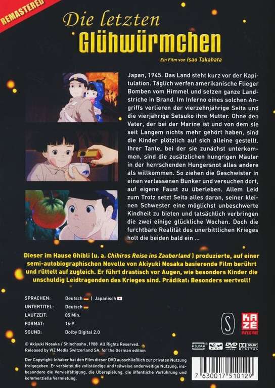 [Anime, Prime, Blu-Ray] Die letzten Glühwürmchen - Studio Ghibli Blu-ray Collection