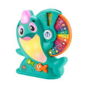 (Prime) Fisher-Price Interaktives Narwal-Spielzeug, Lernspiel mit Lichteffekten für Kinder ab 18 Monaten, 135+ Songs/Geräusche, BlinkiLinkis