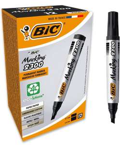BIC Marking 2300 Permanent Marker, in Schwarz, Wasserfester Stift 3.7 mm, 12er Pack Prime Sparabo