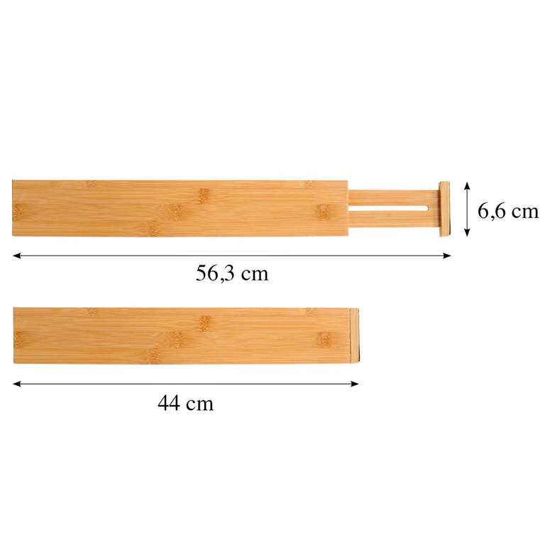 Kesper | Schubladentrenner 4er Pack, Material: Bambus, Maße: 45.5 x 1.5 x 6 cm, Farbe: Braun