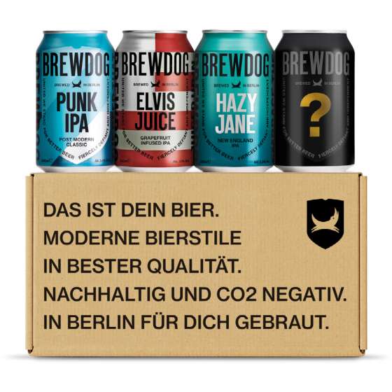 BrewDog 4er Pack Bier + Hopfen + Malz + Online-Tasting + Gewinne