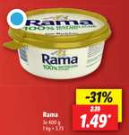[LIDL] Rama Streichfett 400 g für effektiv 0,74 € (Angebot + 50%-Cashback Scondoo / Couponplatz) - bundesweit - 20 Mal einlösbar