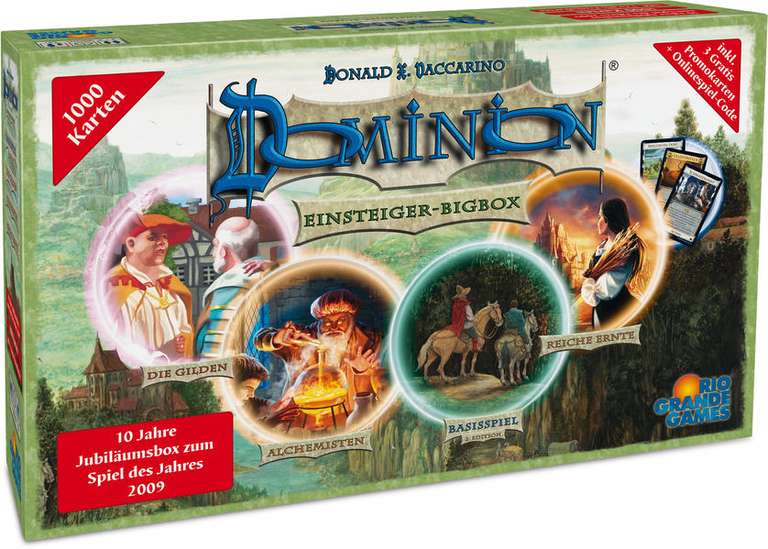 Dominion Einsteiger-Bigbox. (Basisspiel 2. Edition + Gilden + Mixbox + Promo) für 52,69€ (Hugendubel)