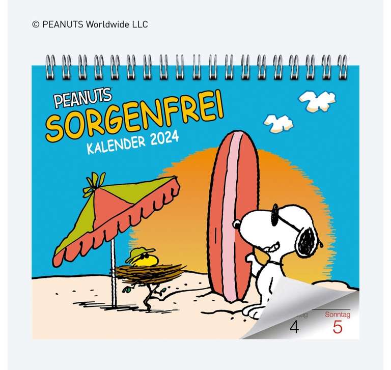 Peanuts Sorgenfrei Tischkalender 2024 -Snoopy Kalender (bei Aldi Nord)