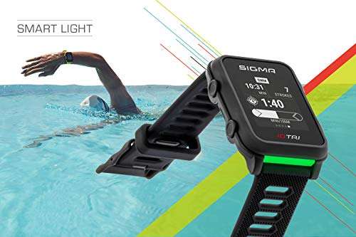 Sigma Sport iD.TRI GPS Triathlon-Uhr mit Trainings- und Wettkampffeatures Navigation Smart Notifications, wasserdicht inkl. Fahrradhalterung