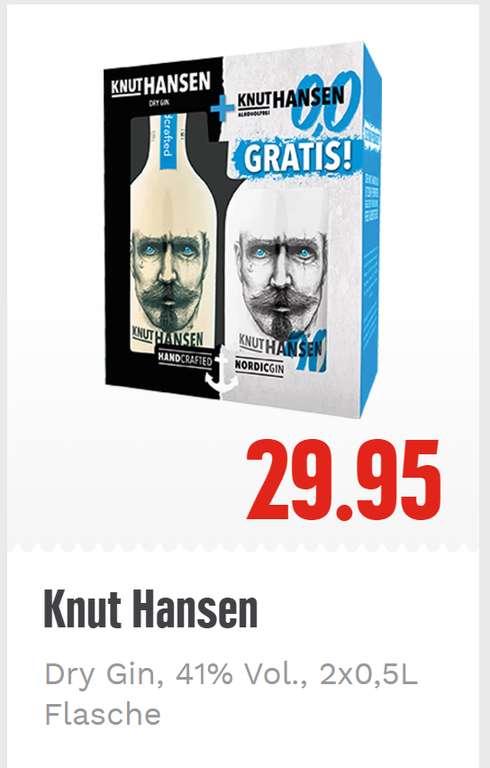[LOKAL Edeka Hannover] Knut Hansen Dry Gin 0,5l + 0,0 Alkoholfrei