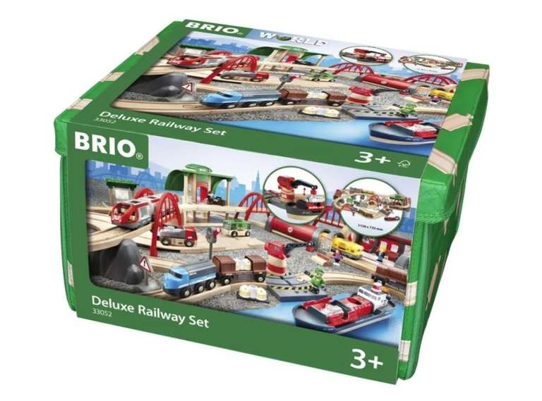 BRIO 33052 Deluxe Eisenbahn-Set, Straßen & Schienen