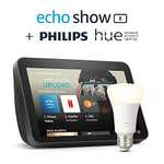 Echo Show 8 (2. Generation, 2021), Anthrazit + Philips Hue White-Lampe (E27)