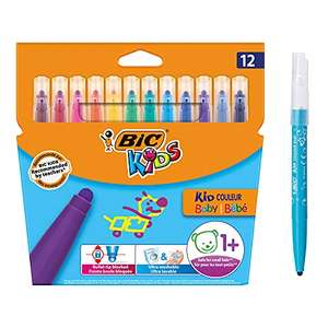 BIC Kids 12er Pack Filzstifte Set Kid Couleur Baby, auswaschbare Farben, mit stabiler Spitze, ab 1 Jahr - für 5,35€ (Amazon Prime)