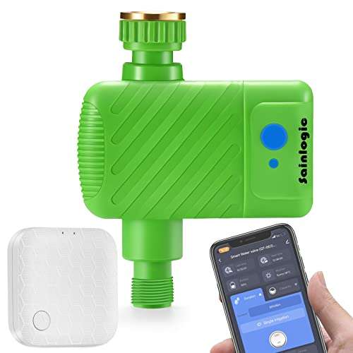 Sainlogic Bewässerungscomputer WLAN, Bewässerungssystem mit Zusätzlichem 2.4 GHz WiFi Smart Hub, App, Automatische Bewässerung, IP66