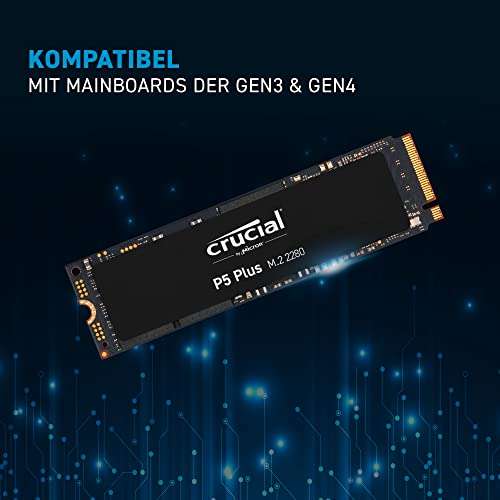 Crucial P5 Plus 1TB PCIe 4.0 3D NAND NVMe M.2 Gaming Solid State Laufwerk, bis zu 6600MB/s