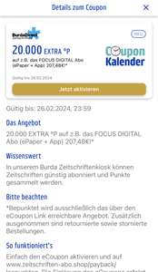 [Payback] 20.000 Payback Extrapunkte auf das FOCUS Digital Abo (epaper + app) personalisiert ggfs. für effektiv 6,38 Euro!