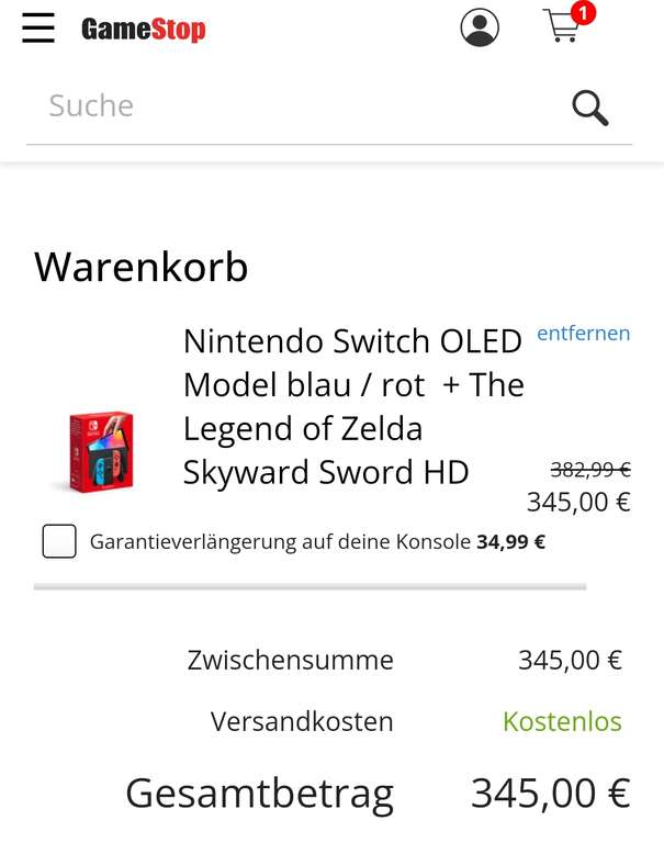 Nintendo Switch OLED inkl. Zelda Skyward Sword HD für 345 EUR!
