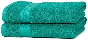 [Prime]Amazon Basics Handtuch-Set, ausbleichsicher, 2 Handtücher, Türkisgrün, 100% Baumwolle 500g/m²