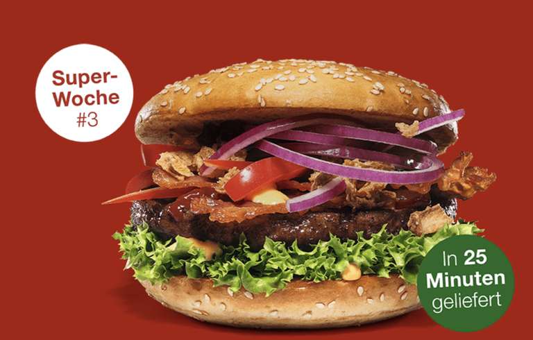 Burgerme Super-Wochen: Bacon'n'Cheese Burger für nur 5€ statt 10,49€ (MBW 9,99€)