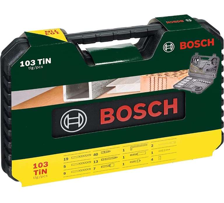 Bosch 103tlg. Titanium Bohrer- und Schrauberbit-Set ( inkl. Lochsägen und Flachfräsbohrer, Bohrschrauber und Schraubendreher) PRIME