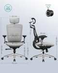 SONGMICS Bürostuhl OBN068G01 | Taubengrau | verstellbare Kopfstütze | Lendenwirbelstütze | max. 150kg | Sitzhöhe: 45-55 cm