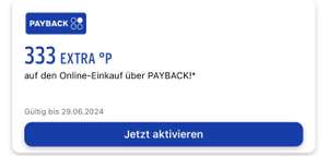 Payback 333 Extra-Punkte auf den Online-Einkauf bei verschiedenen Händlern (personalisiert)