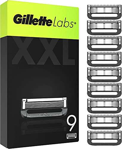 (PRIME) Gillette Labs Rasierklingen, 9 Ersatzklingen, für Gillette Labs Nassrasierer Herren mit Reinigungs-Element und Heated Razor