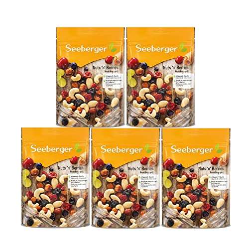 [PRIME/Sparabo] 5er Pack Seeberger Nuts´n Berries, Edle Mischung aus knackig-süßen Mandeln, Cashewkernen, Etc. vegan (5 x 150 g)