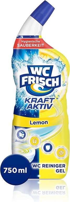 WC FRISCH WC Reiniger Gel Lemon (750 ml), mit Lufterfrischer-Effekt, Toilettenreiniger, mit 4-fach Aktivstoff-Kombination [Prime Spar-Abo]