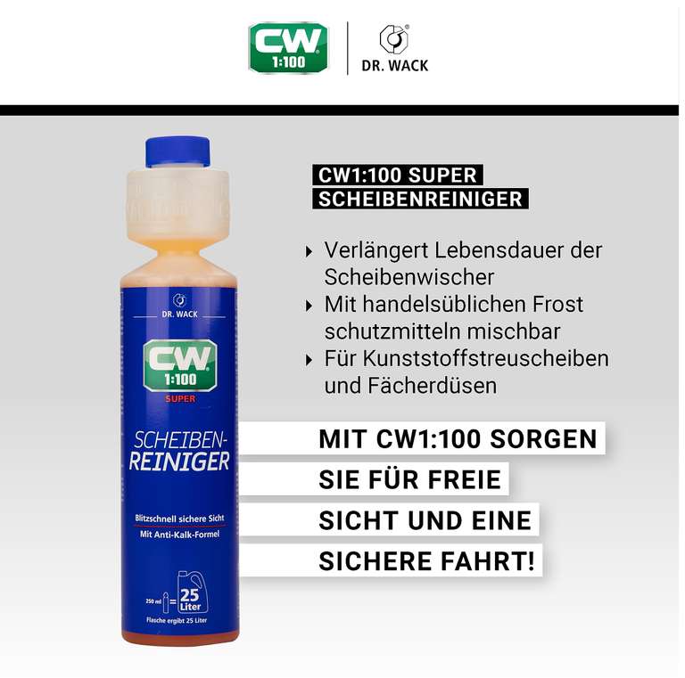 Dr. Wack – CW1:100 Super Scheibenreiniger 250 ml I Premium Konzentrat (Prime)